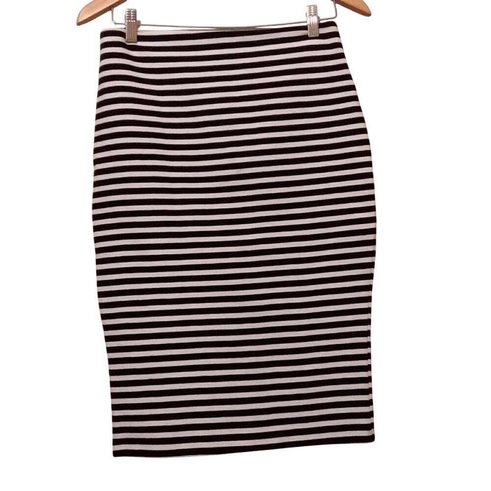 Merona Black & White Striped Straight Skirt Sz 2‎
